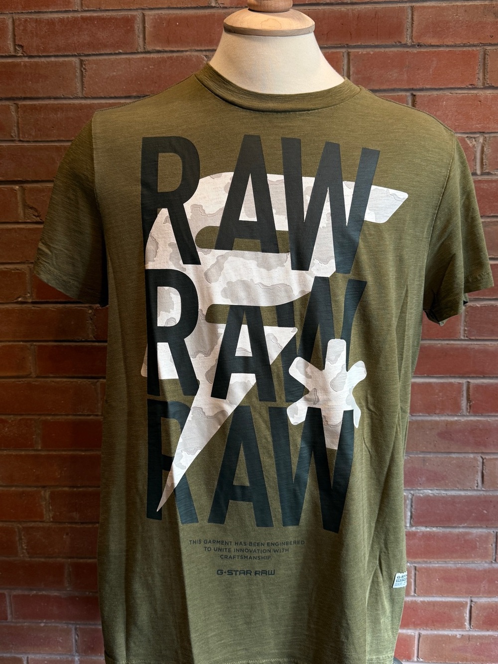 G-Star Olive Green Graphic RAW Logo Tee
